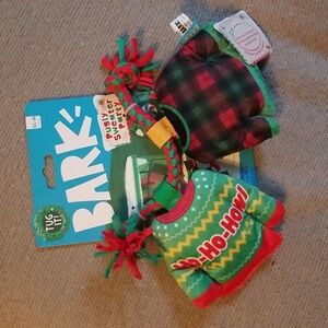 BARK 10" Christmutts Sweater with Rope Dog Toy Red/Green